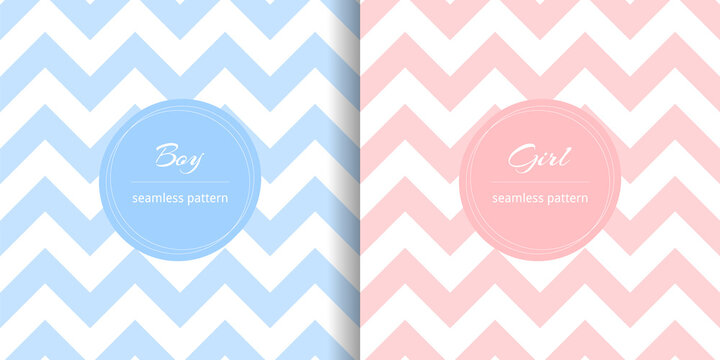 Pink and blue color seamless pattern. Repeated chevron pattern. Girls prints design. Repeating monochrome shevron. Geometric striped background for kids. Swatch cute baby pattern. Vector illustration