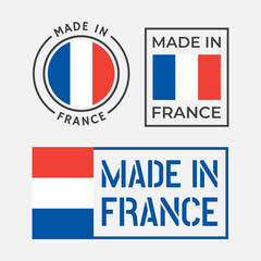made in France labels set, French product emblem
