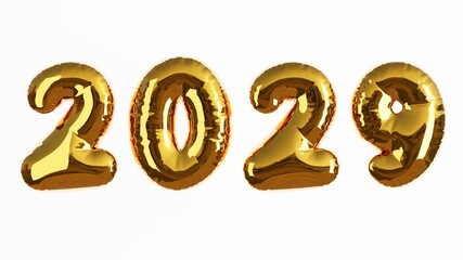 3D rendered illustration of golden colored foil ballon