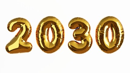 3D rendered illustration of golden colored foil ballon