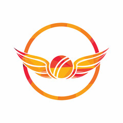 Cricket sports vector logo design template. Cricket ball with wings icon design.