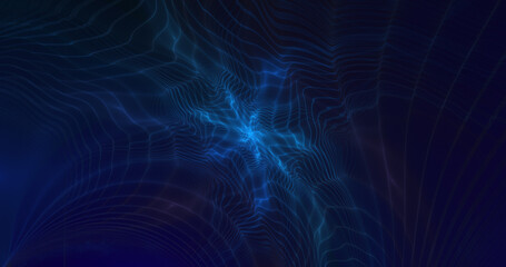 Abstract fractal lines form a pattern as a reflection in water. Fantastic glowing fractal shapes. Festive wallpaper. Digital fractal art. 3d rendering.