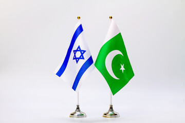 State flags of Israel and Pakistan on a light background. State flags.