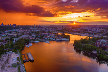 Fototapeta premium Sunset over Dnipro