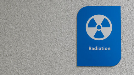 A sign of radiation danger. X-ray room in a medical clinic. Space for text. Warning about the...