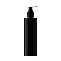 Slim Black Plastic Bottle Cosmetic with Pump Isolated