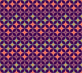 Vector, Seamless, Image in The Form of Stylized Red, Blue and Purple Rhombuses, Arranged as A Horizontal Snake On a Black Background