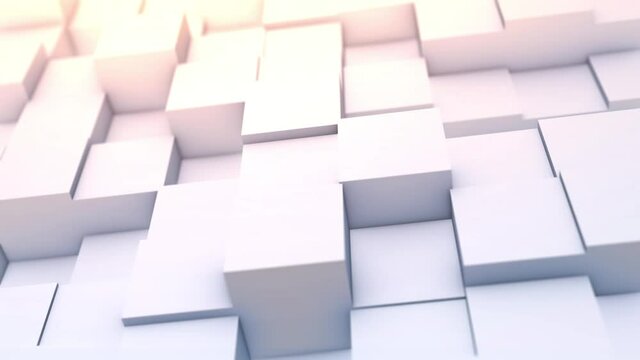 White modern shiny abstract geometrical cube array wave pattern background - loopable