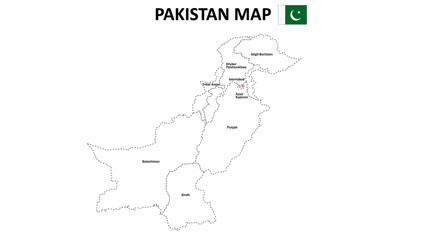 Pakistan Map. Pakistan Map with white background and all states names.