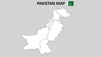 Pakistan Map. Pakistan Map with white background and line map.