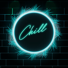 chill mirror neon glowing shine night club light green