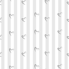 seamless simple pattern on stripe background with doodle heart , valentine card