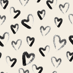 seamless valentine pattern  background with monohrome heart  , hand draw pattern