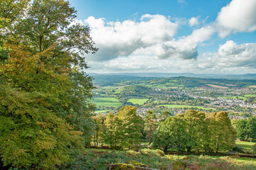 Autumn landscape looking over into Monmouthshire, Wales, UK.