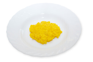 saffron rice dish isolated on white background