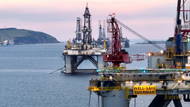 Close Up Aerial View of an Oil and Gas Drilling Rig
