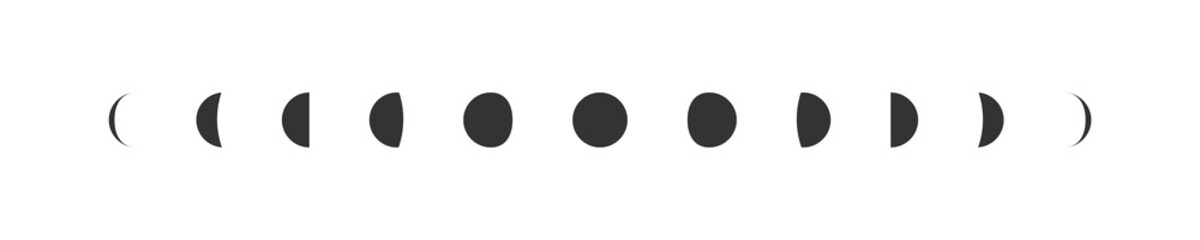 Phases of the moon. Moon lunar cycle icon set. Flat vetor isolated