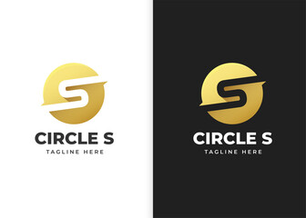 Elegant letter S logo vector with circle shape golden color luxury design