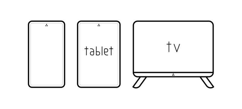 Modern television, tablet and tv icon set. Linear icon from Modern simple flat screen collection. ready as a template. Download simple linear smart device screens vector. white background.
