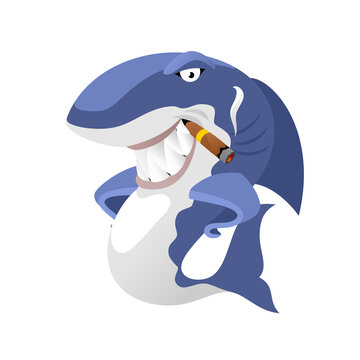 Cartoon Shark Character With Cigar