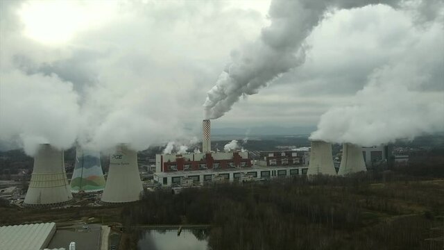 An Aerial View on Coal Electric Power Plant in Poland