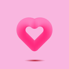 3d Cute candy pink heart donut vector icon for decoration.