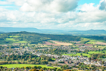 Fototapeta na wymiar Summertime scenery in the hills of Wales.