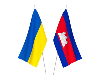 Ukraine and Kingdom of Cambodia flags