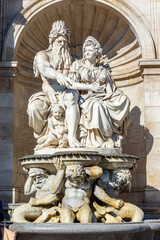 Naklejka premium Neptune fountain at Albertina Museum on Albertinaplatz square in Vienna, Austria
