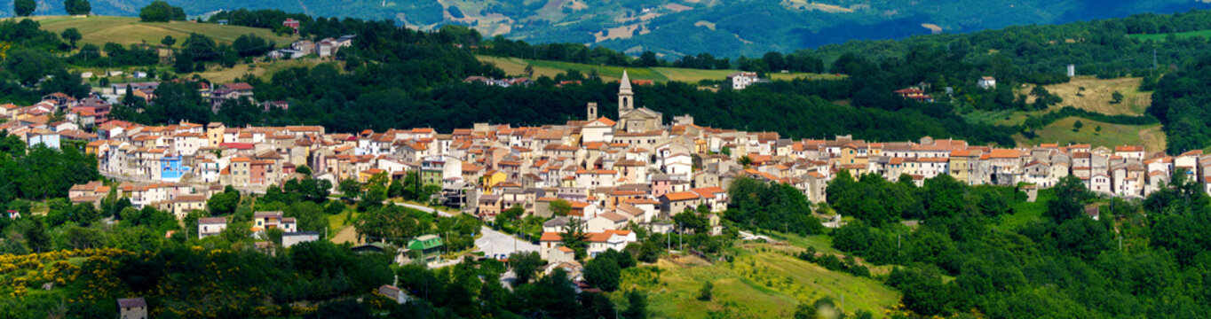 Landscape in Molise near Macchiagodena and Frosolone. View of Sant Elena Sannita