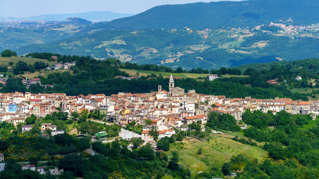 Landscape in Molise near Macchiagodena and Frosolone. View of Sant Elena Sannita