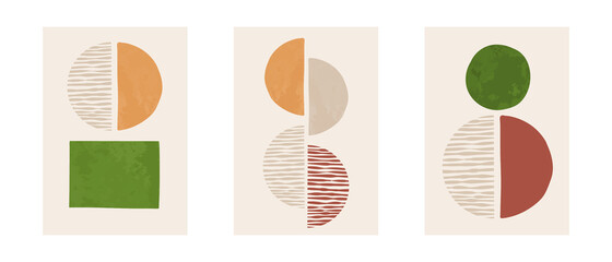 Set of Interior decor posters. Abstract art. Modern art poster. Vector wallpaper. Geometry abstract. Vertical. Varm