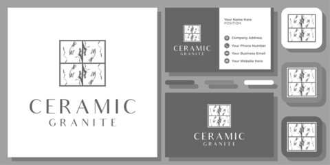 Ceramic Granite Wall Floor Stone Marble Tile Interior Luxury Elegant Vector Logo Design with Business Card