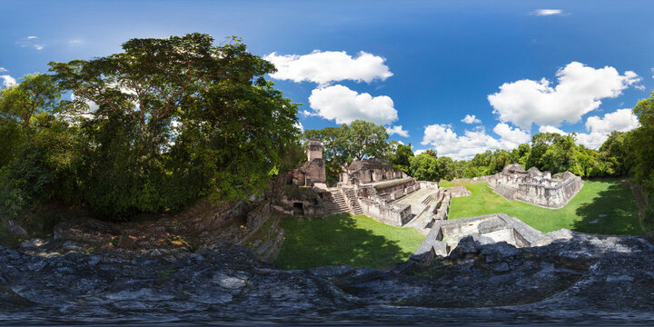 tikal maya ruins. grand piramid place. guatemala