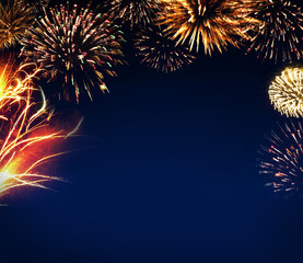 Abstract colored firework background . New Year background.