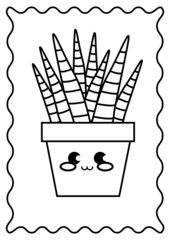 Kawaii  Home Plants Coloring Pages Printable 