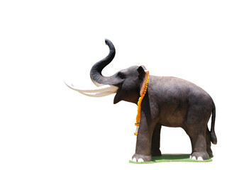 Spinning elephant on a white background with clipping path.