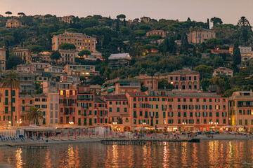 Coast of Ligurian Sea in Santa Margherita Ligure, which is popular touristic destination in summer