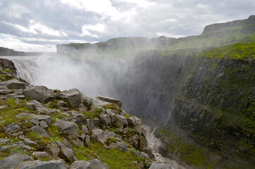 The Power and magic of powerful Iceland Dettifoss Waterfall Cascade