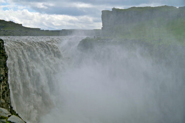 The Power and magic of powerful Iceland Dettifoss Waterfall Cascade