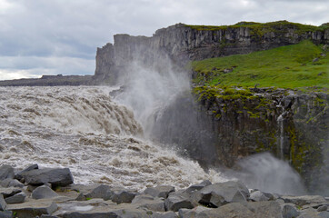 The Power and magic of powerful Iceland Dettifoss Waterfall Cascade