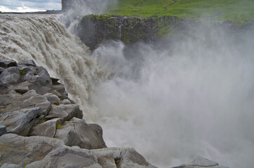 The Power and magic of powerful Iceland Dettifoss Waterfall Cascade