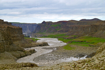 The Power and magic of powerful Iceland Dettifoss Waterfall Cascade