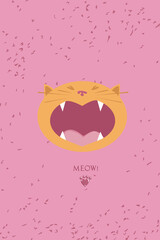 Funny card for valentine's day with a cat on a pink background