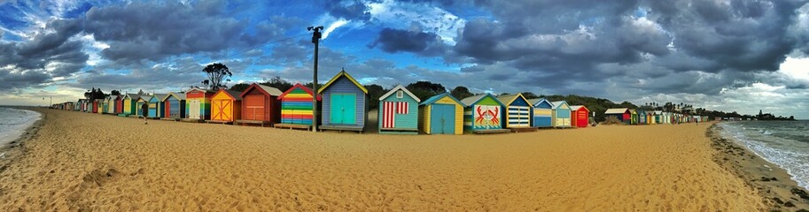 panorama of colourful beach houses