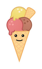 Cute happy ice cream vector	 - obrazy, fototapety, plakaty