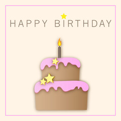 Happy birthday card with a picture of a cake with candles 