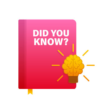 Did You Know book icon with lamp idea. Vector stock illustration.