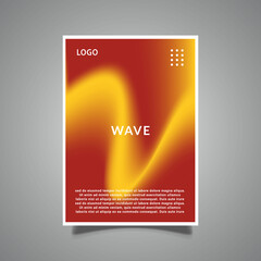 gradation mesh futuristic cover template, abstract wave red yellow color, design vector