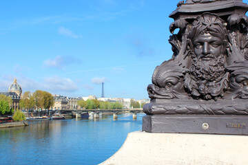 Mascaron on Pont Neuf. Paris, France